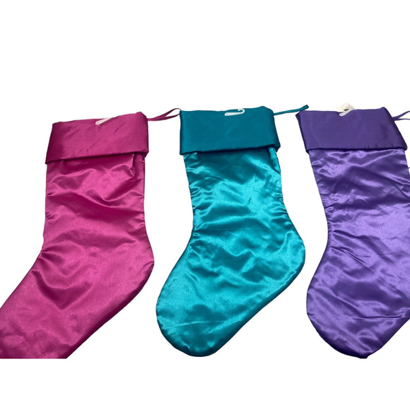 Holiday Time Christmas Foiled Design Embellished Stockings Set Of 3 Multicolor - Picture 2 of 12